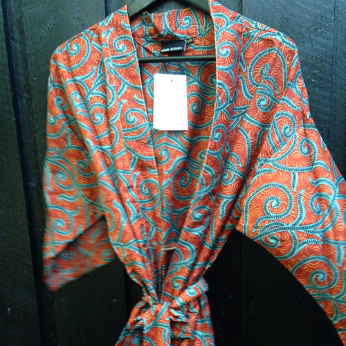 Knälång Kimono - Vintage, återvunnet Sarisilke